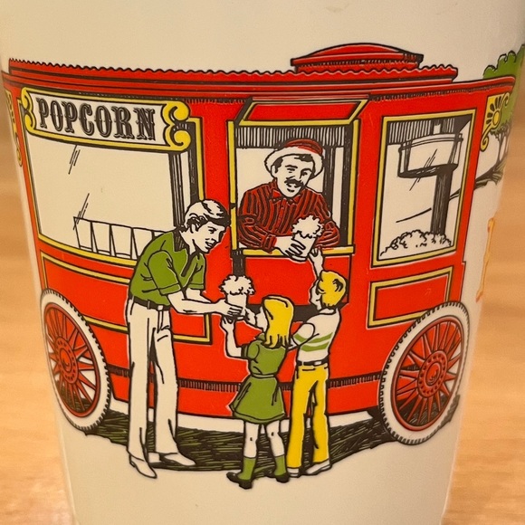 Vintage plastic popcorn-cup with perfect condition screen-printed graphics - Picture 1 of 7